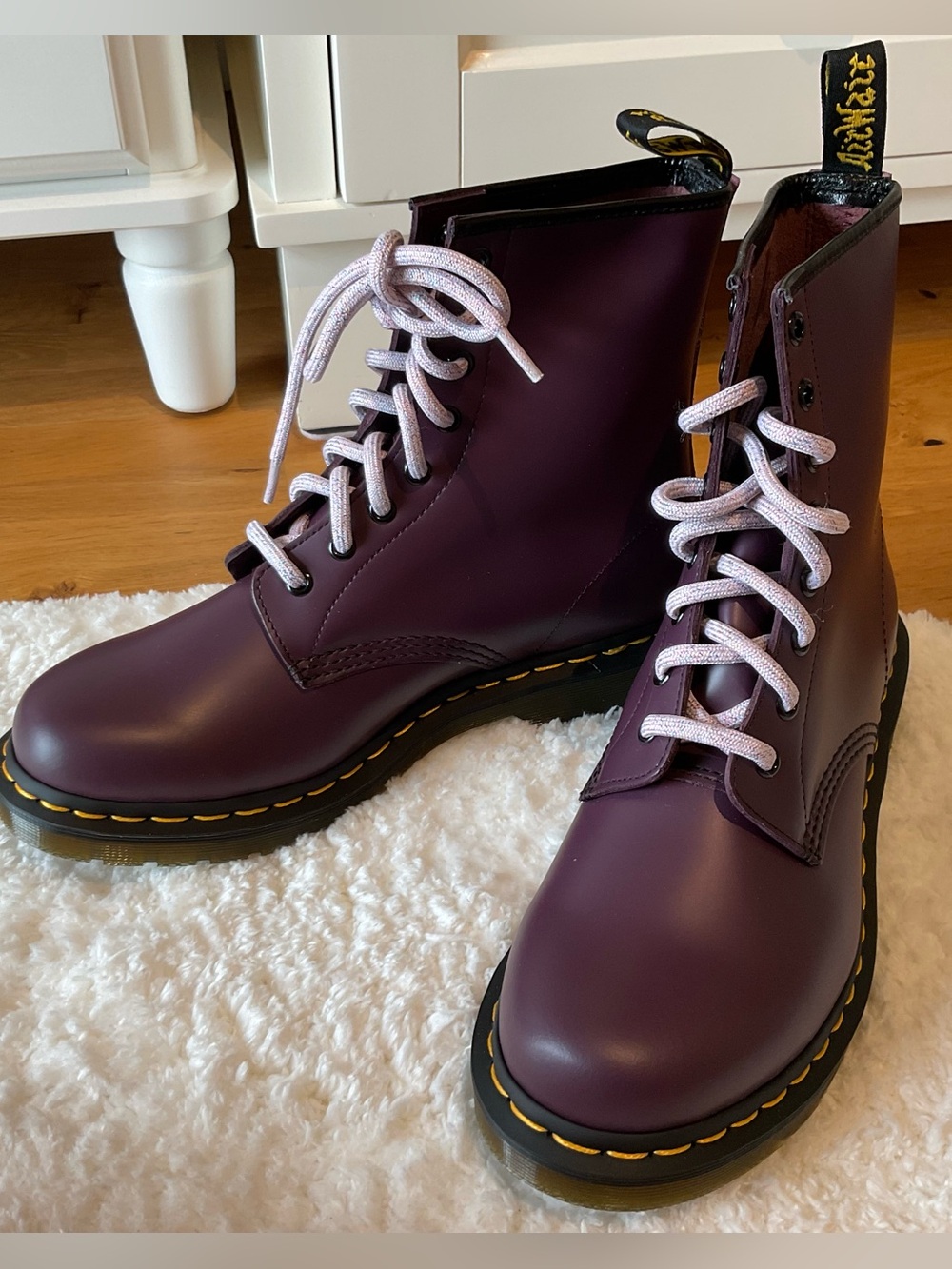 NWOB Dr. Martens 1460 Boots Women's US 10 EU 42 Plum Purple Smooth Leather